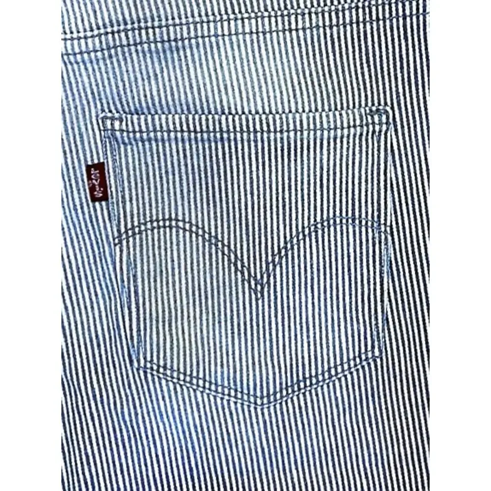 LEVI'S Denim Blue Jean Long Pinstriped Bermuda Length Shorts ~ Women's Size 12